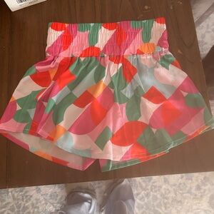 Vibrant Geo-Print Smocked Waist Mini Skort